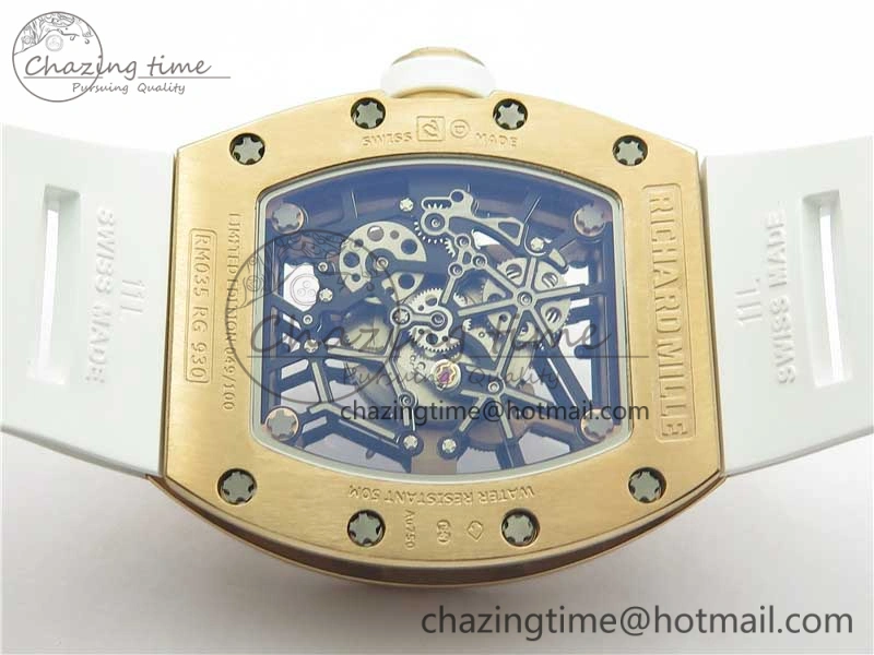 RM035-02 RG KVF Best Edition Skeleton Dial Black on White Rubber Strap MIYOTA8215