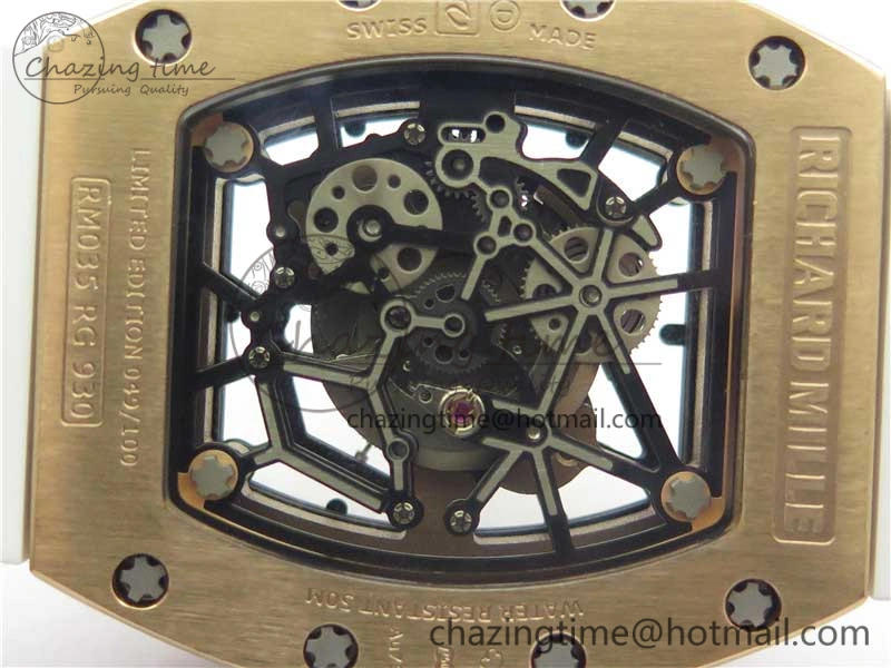 RM035-02 RG KVF Best Edition Skeleton Dial Black on White Rubber Strap MIYOTA8215