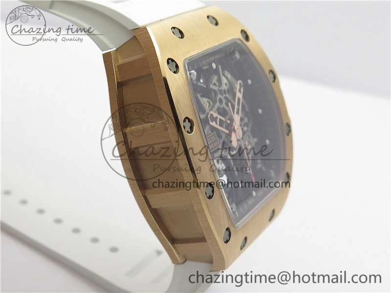 RM035-02 RG KVF Best Edition Skeleton Dial Black on White Rubber Strap MIYOTA8215