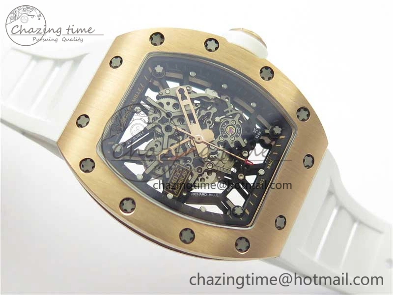 RM035-02 RG KVF Best Edition Skeleton Dial Black on White Rubber Strap MIYOTA8215