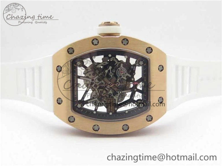 RM035-02 RG KVF Best Edition Skeleton Dial Black on White Rubber Strap MIYOTA8215