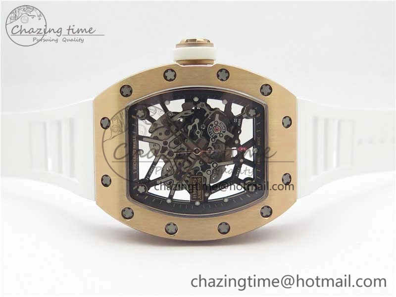 RM035-02 RG KVF Best Edition Skeleton Dial Black on White Rubber Strap MIYOTA8215