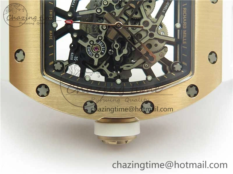 RM035-02 RG KVF Best Edition Skeleton Dial Black on White Rubber Strap MIYOTA8215