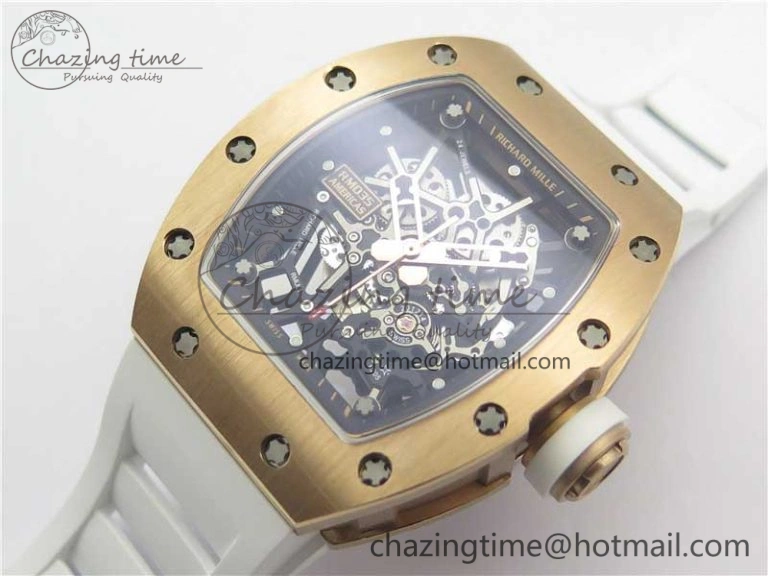 RM035-02 RG KVF Best Edition Skeleton Dial Black on White Rubber Strap MIYOTA8215