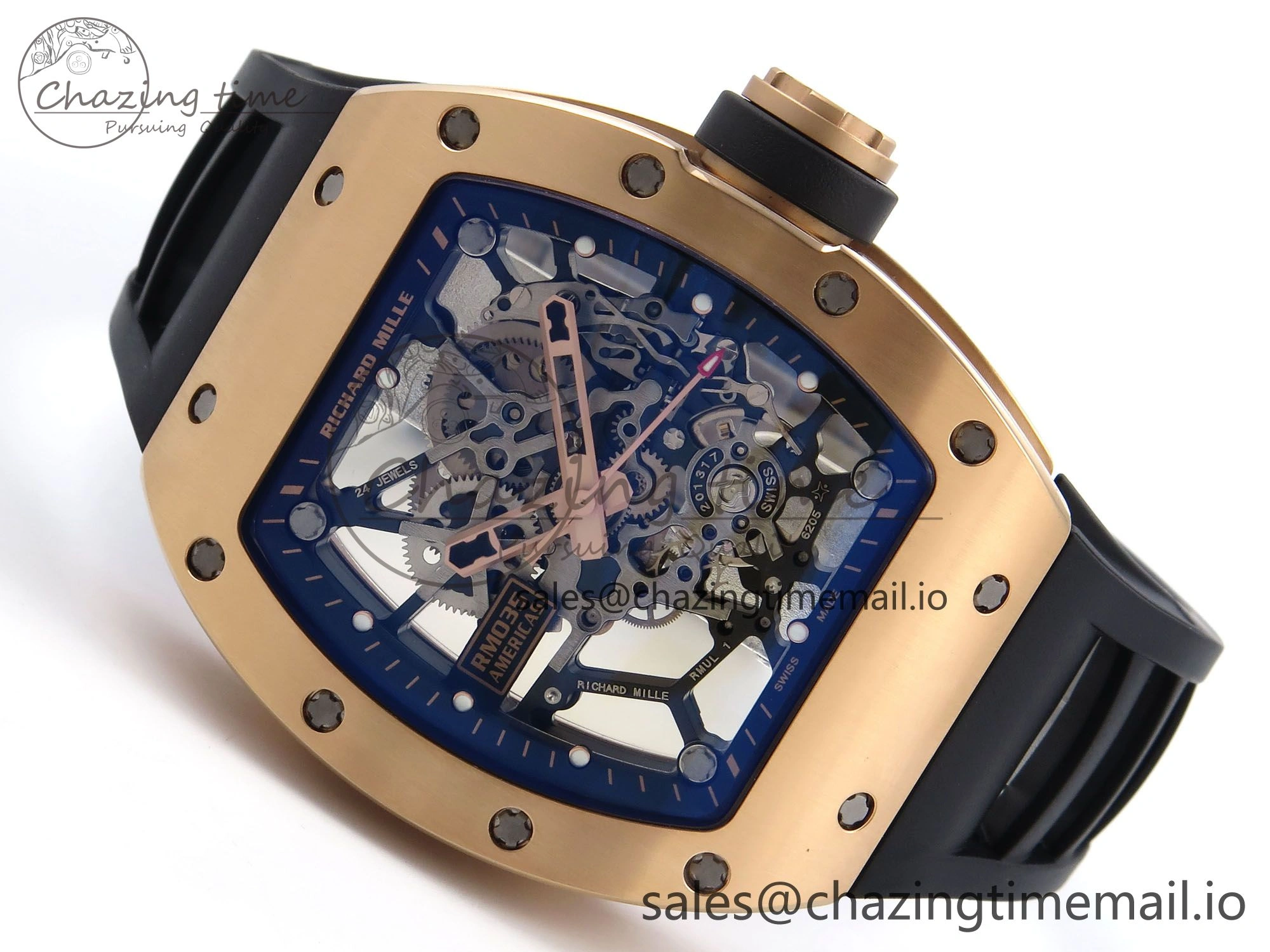 RM035-02 RG SONIC Best Edition Skeleton Dial on Black Rubber Strap Clone RMUL1