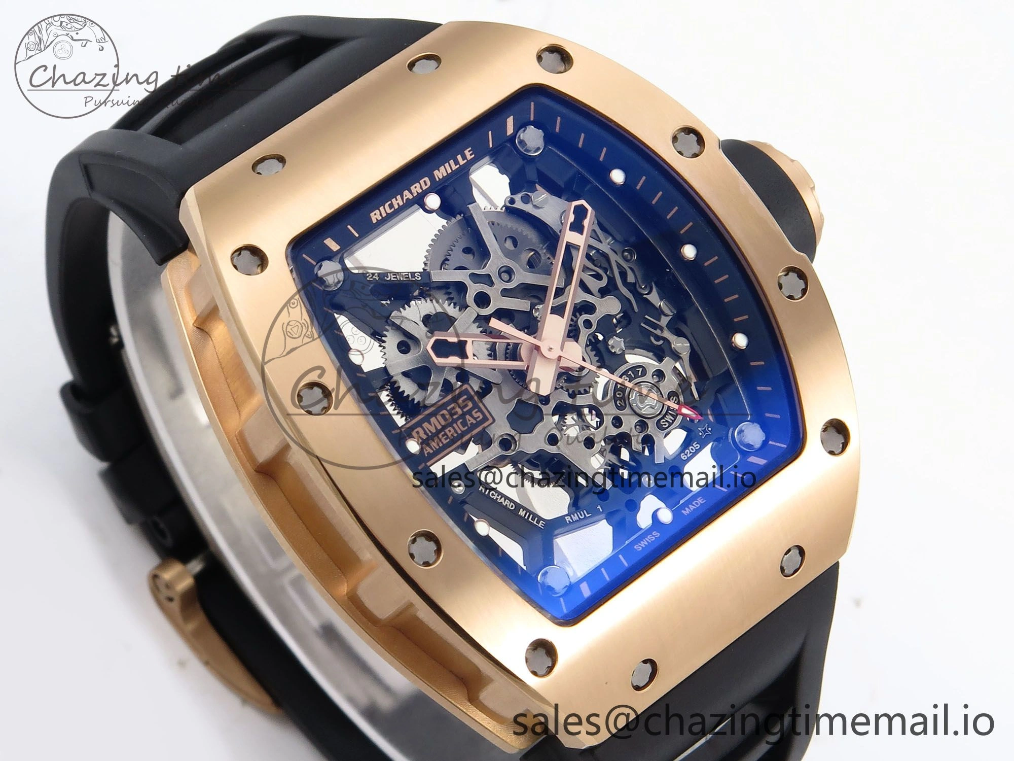 RM035-02 RG SONIC Best Edition Skeleton Dial on Black Rubber Strap Clone RMUL1