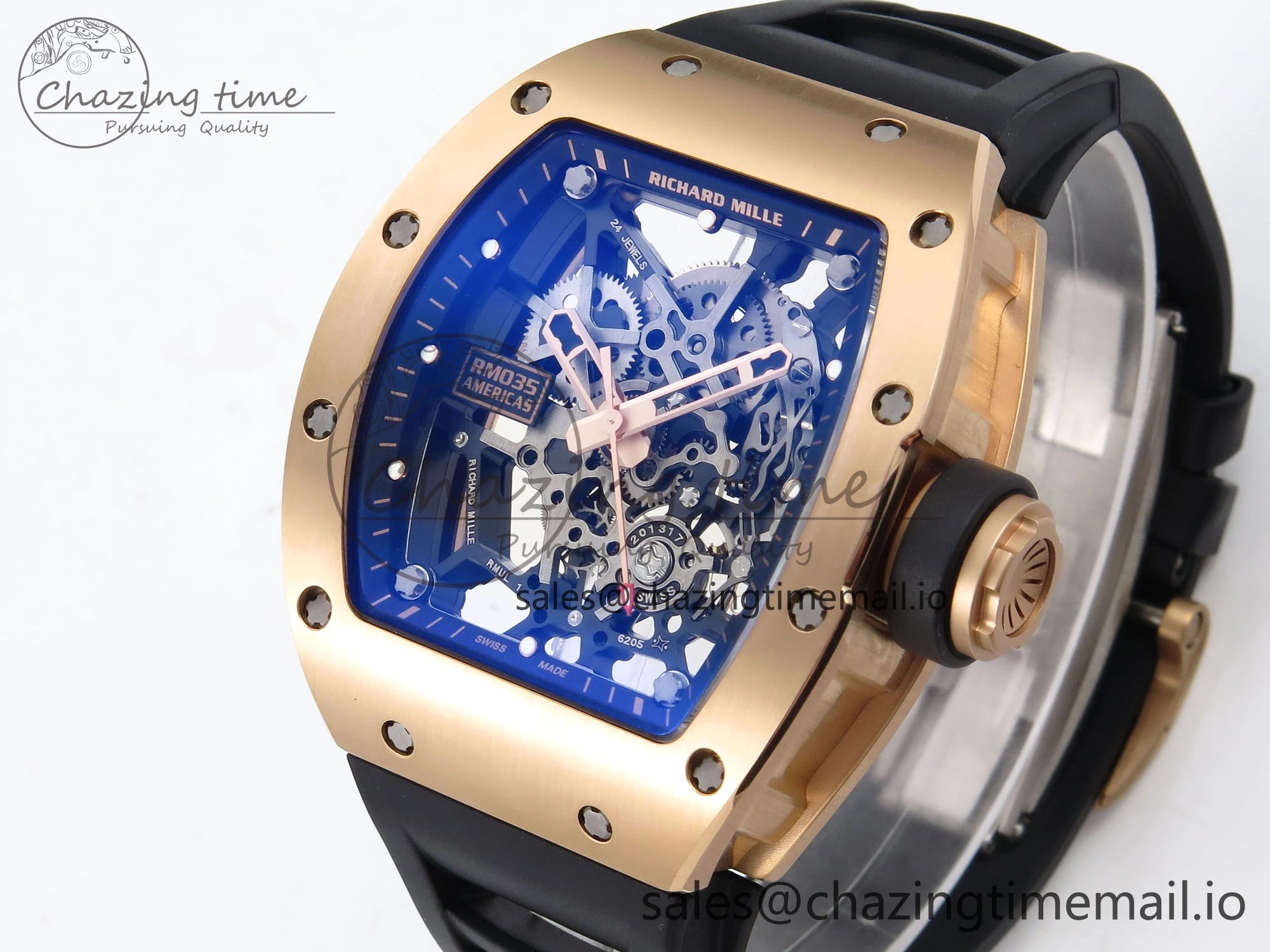 RM035-02 RG SONIC Best Edition Skeleton Dial on Black Rubber Strap Clone RMUL1