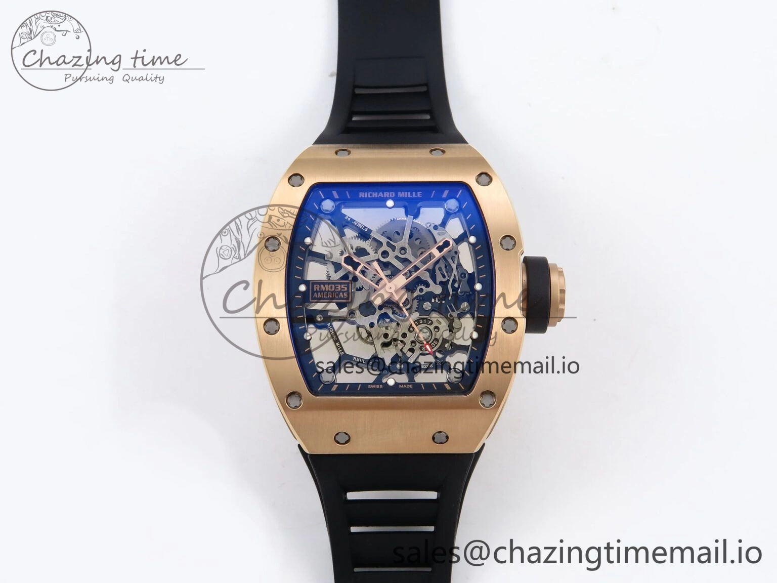 RM035-02 RG SONIC Best Edition Skeleton Dial on Black Rubber Strap Clone RMUL1