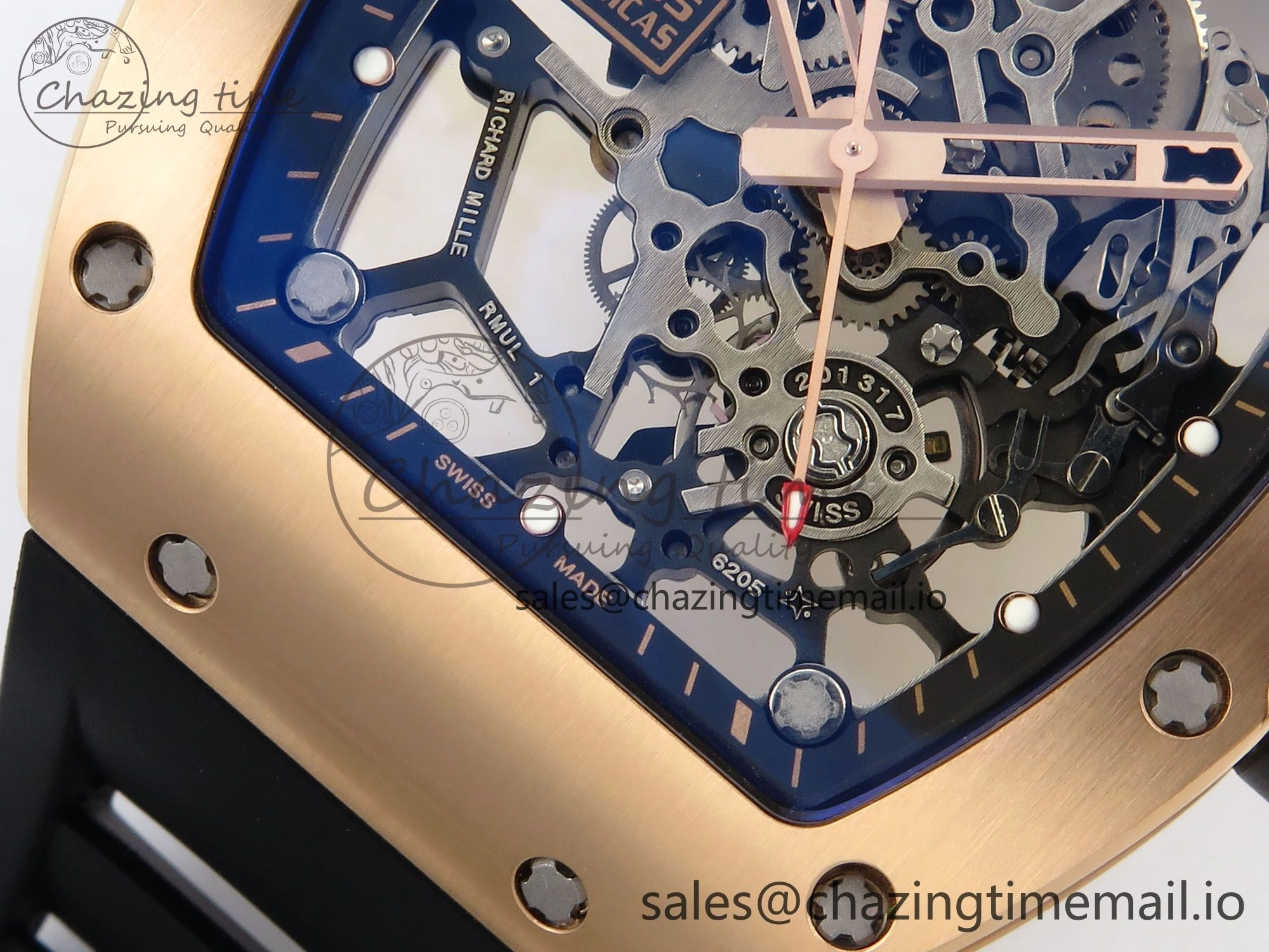 RM035-02 RG SONIC Best Edition Skeleton Dial on Black Rubber Strap Clone RMUL1