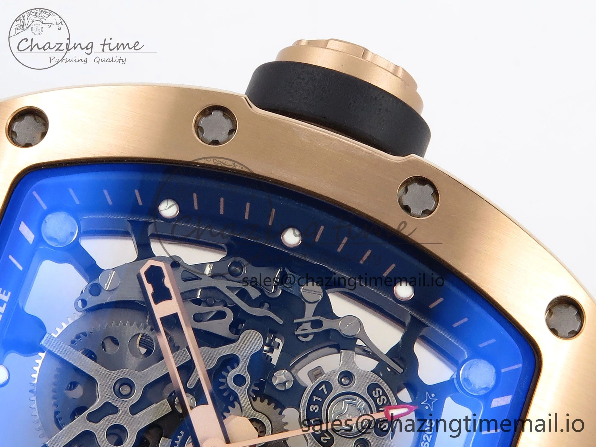 RM035-02 RG SONIC Best Edition Skeleton Dial on Black Rubber Strap Clone RMUL1