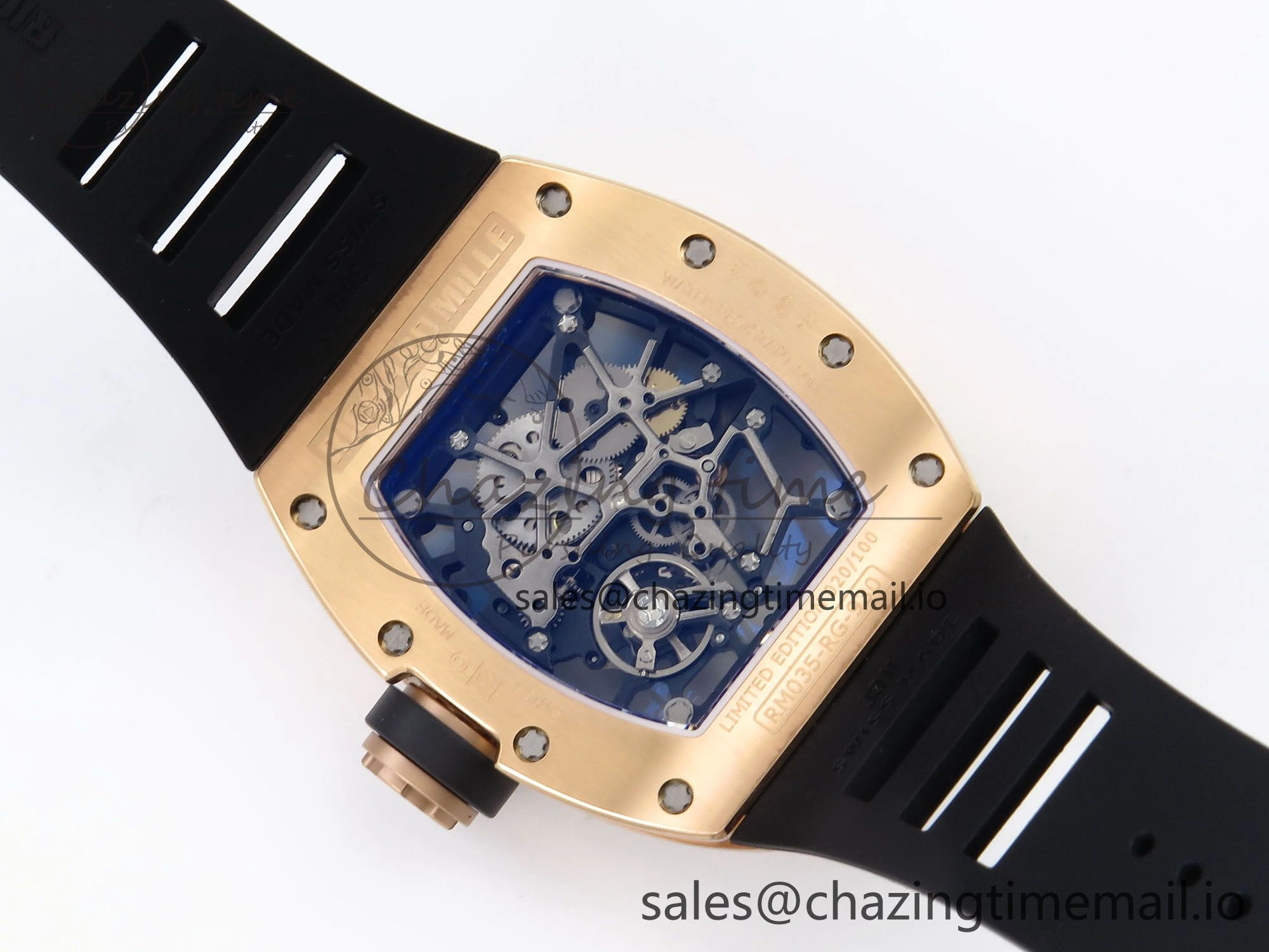 RM035-02 RG SONIC Best Edition Skeleton Dial on Black Rubber Strap Clone RMUL1
