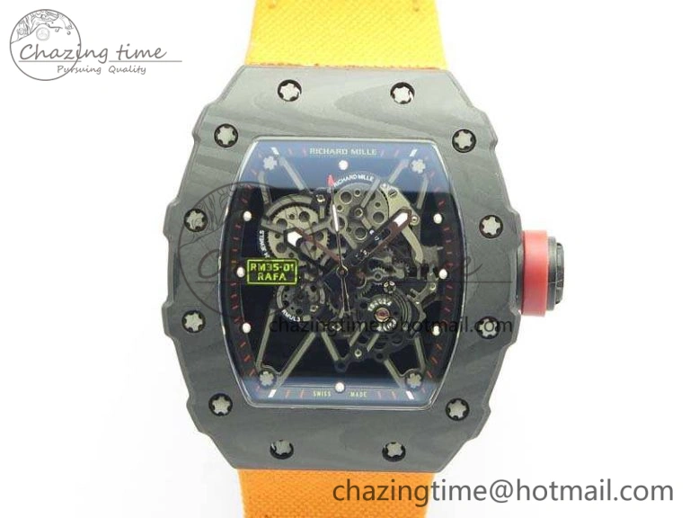 RM035-02 Rafael Nadal FC Caseback KVF Best Edition Skeleton Dial Red On Nylon Strap MIYOTA8215 V2