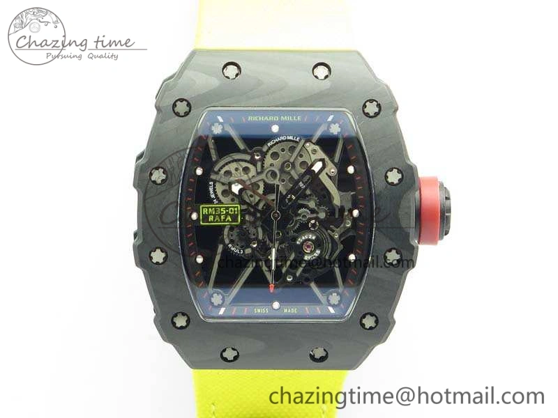 RM035-02 Rafael Nadal FC Caseback KVF Best Edition Skeleton Dial Red On Nylon Strap MIYOTA8215 V2