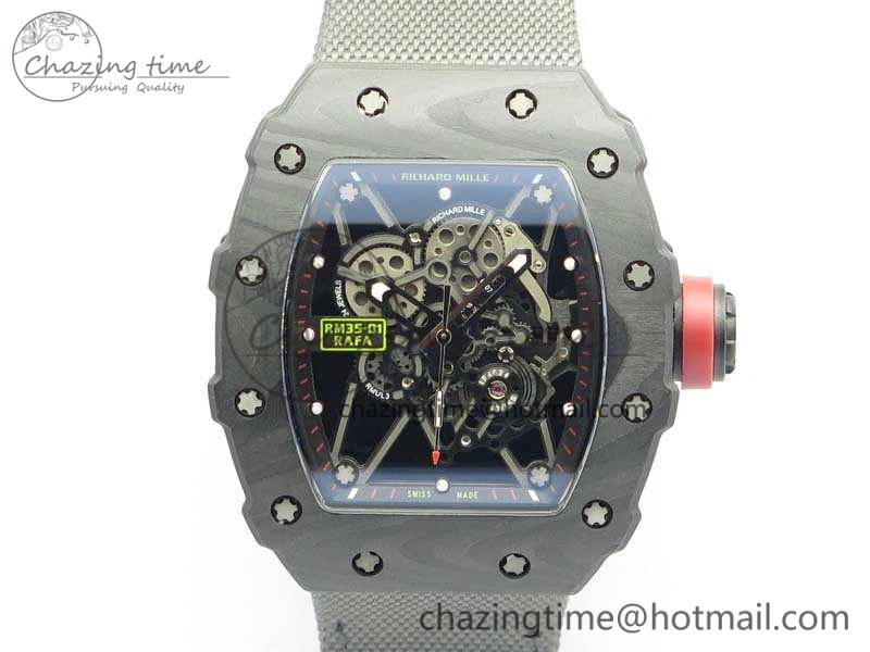 RM035-02 Rafael Nadal FC Caseback KVF Best Edition Skeleton Dial Red On Nylon Strap MIYOTA8215 V2