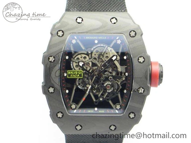 RM035-02 Rafael Nadal FC Caseback KVF Best Edition Skeleton Dial Red On Nylon Strap MIYOTA8215 V2