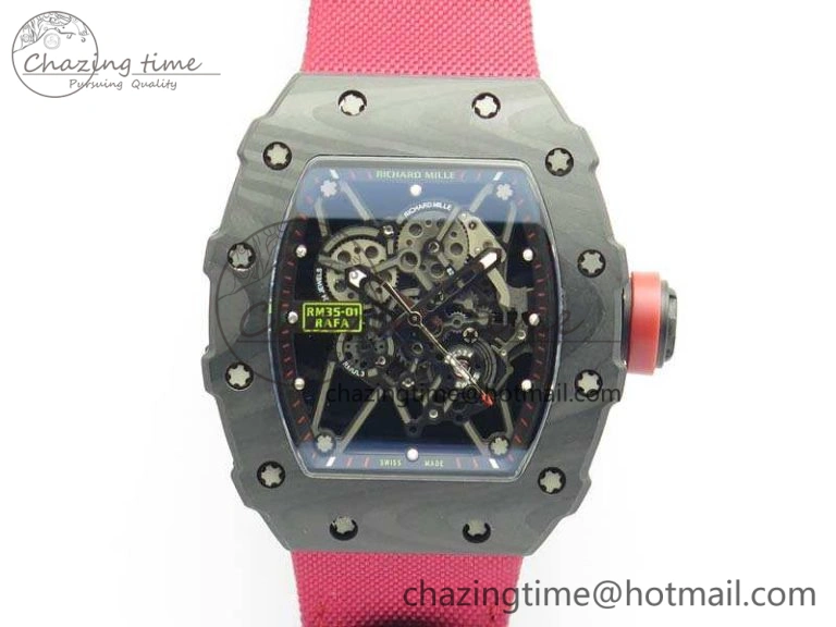 RM035-02 Rafael Nadal FC Caseback KVF Best Edition Skeleton Dial Red On Red Nylon Strap MIYOTA8215 V2