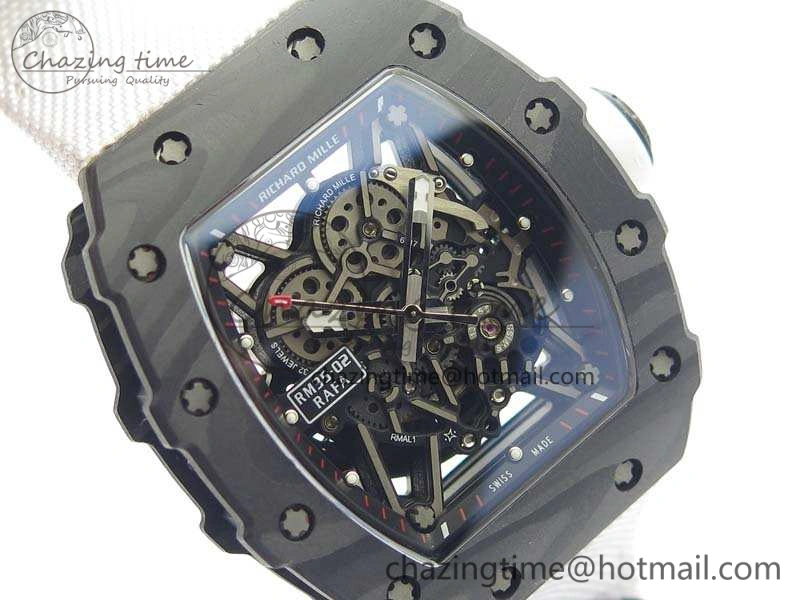 RM035-02 Rafael Nadal FC Caseback KVF Best Edition Skeleton Dial White On White Nylon Strap MIYOTA8215 V2
