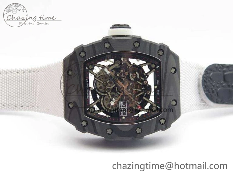 RM035-02 Rafael Nadal FC Caseback KVF Best Edition Skeleton Dial White On White Nylon Strap MIYOTA8215 V2