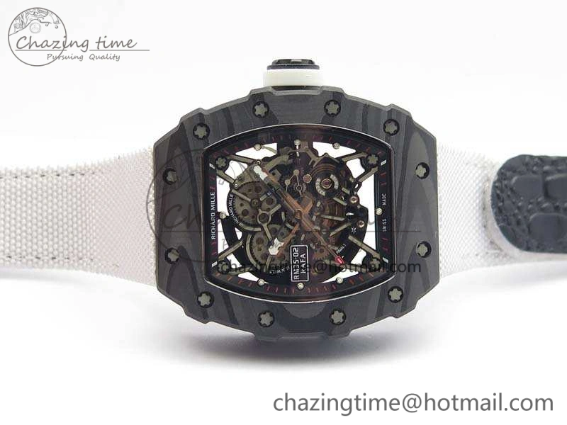 RM035-02 Rafael Nadal FC Caseback KVF Best Edition Skeleton Dial White On White Nylon Strap MIYOTA8215 V2