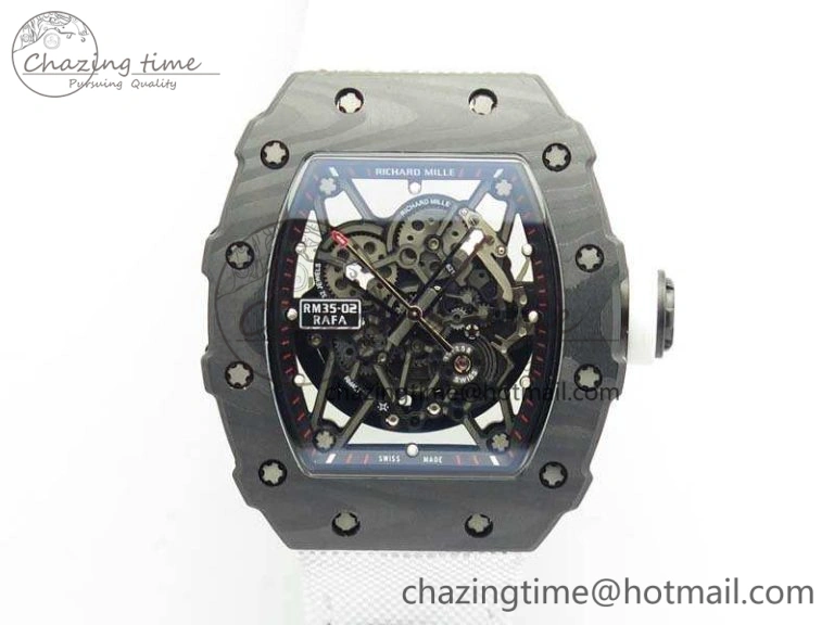 RM035-02 Rafael Nadal FC Caseback KVF Best Edition Skeleton Dial White On White Nylon Strap MIYOTA8215 V2