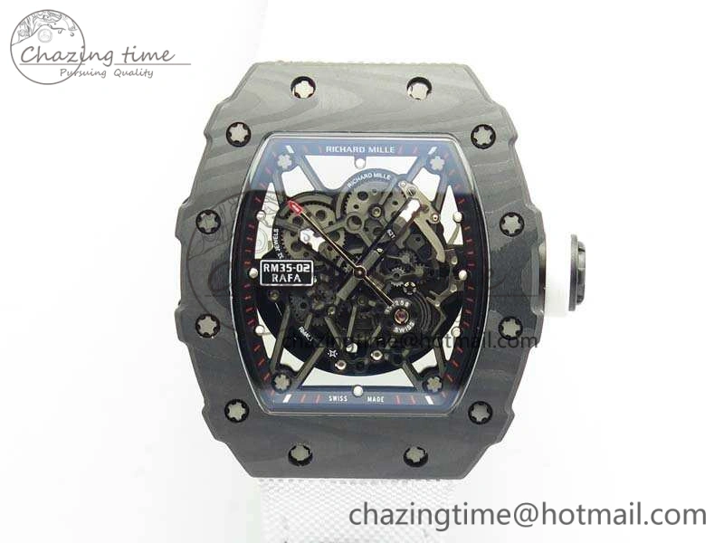 RM035-02 Rafael Nadal FC Caseback KVF Best Edition Skeleton Dial White On White Nylon Strap MIYOTA8215 V2