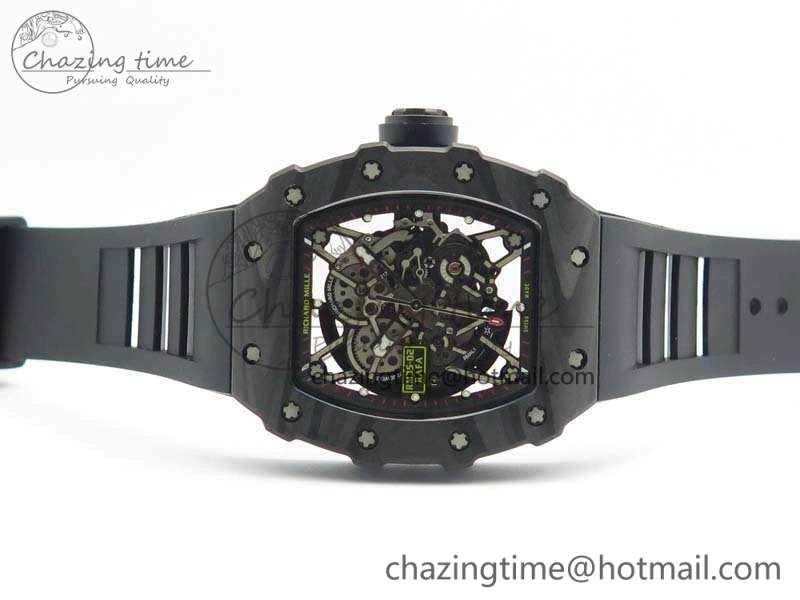 RM035-02 Rafael Nadal FC Ti Case KVF Best Edition Skeleton Dial Black On Rubber Strap MIYOTA8215 V2