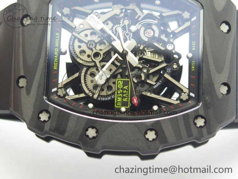 RM035-02 Rafael Nadal FC Ti Case KVF Best Edition Skeleton Dial Black On Rubber Strap MIYOTA8215 V2