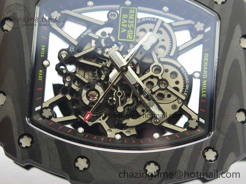 RM035-02 Rafael Nadal FC Ti Case KVF Best Edition Skeleton Dial Black On Rubber Strap MIYOTA8215 V2
