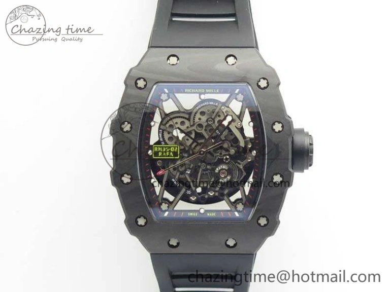 RM035-02 Rafael Nadal FC Ti Case KVF Best Edition Skeleton Dial Black On Rubber Strap MIYOTA8215 V2