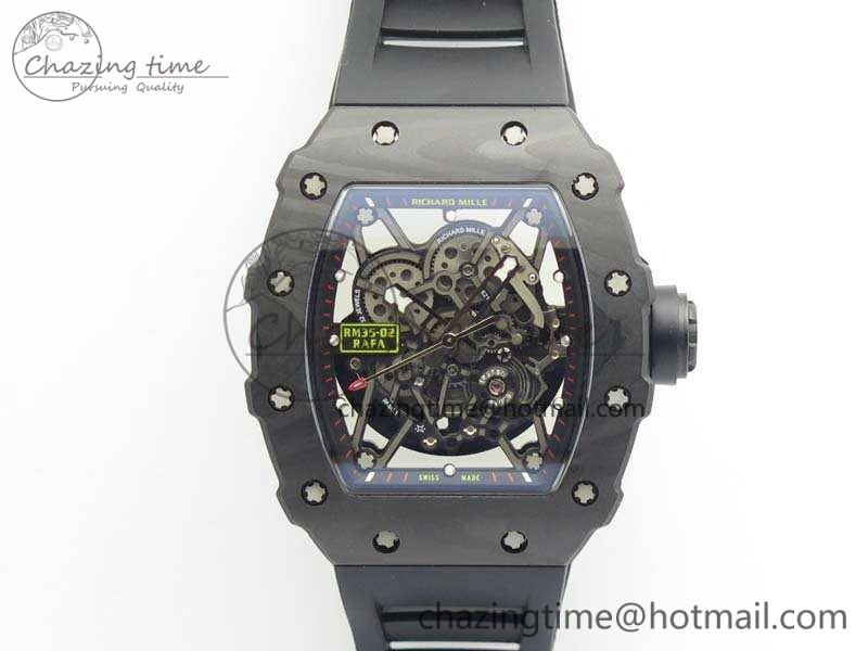 RM035-02 Rafael Nadal FC Ti Case KVF Best Edition Skeleton Dial Black On Rubber Strap MIYOTA8215 V2