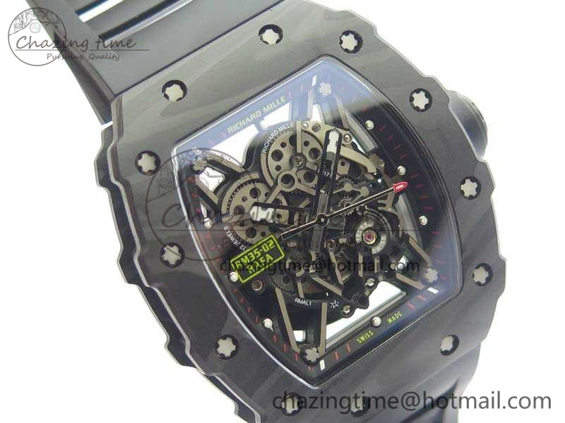 RM035-02 Rafael Nadal FC Ti Case KVF Best Edition Skeleton Dial Black On Rubber Strap MIYOTA8215 V2