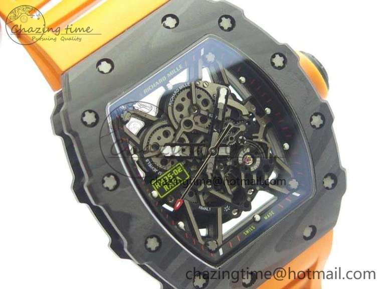 RM035-02 Rafael Nadal FC Ti Case KVF Best Edition Skeleton Dial Orange On Rubber Strap MIYOTA8215 V2