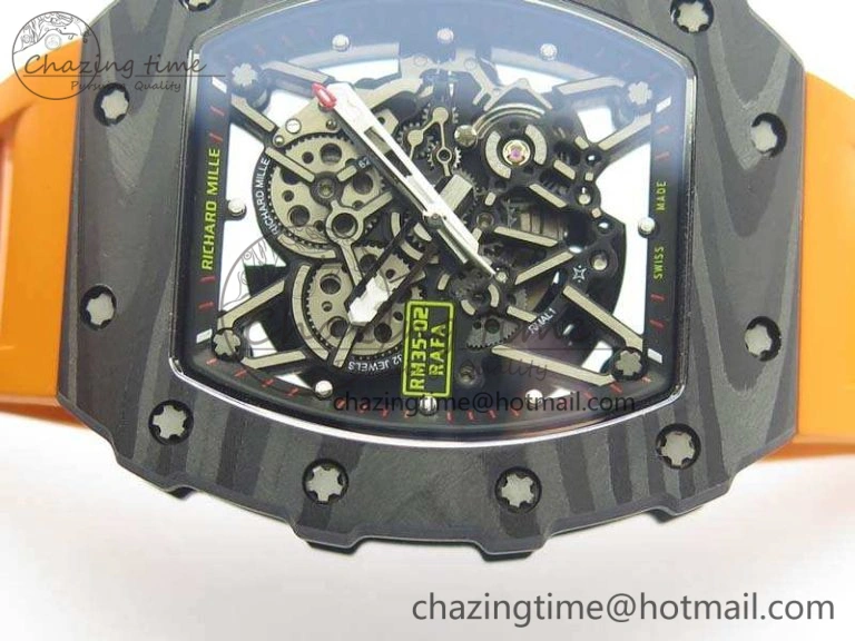 RM035-02 Rafael Nadal FC Ti Case KVF Best Edition Skeleton Dial Orange On Rubber Strap MIYOTA8215 V2