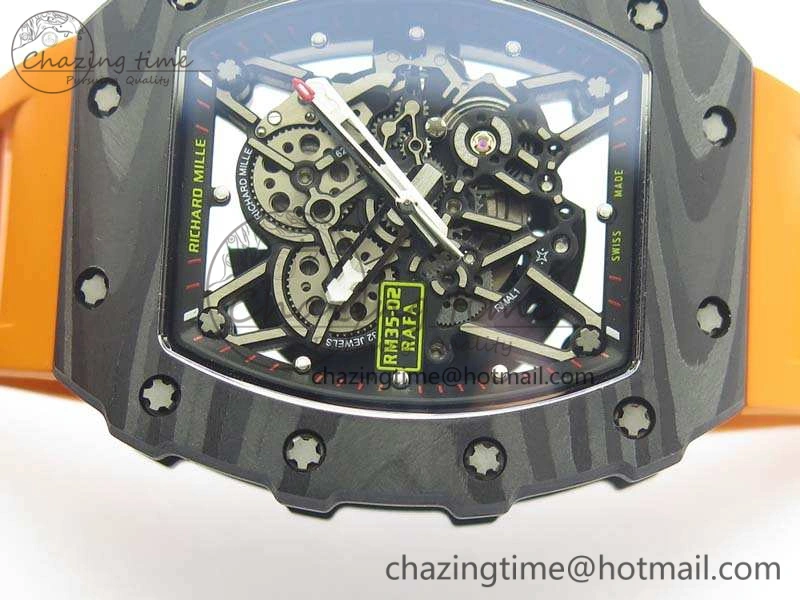 RM035-02 Rafael Nadal FC Ti Case KVF Best Edition Skeleton Dial Orange On Rubber Strap MIYOTA8215 V2