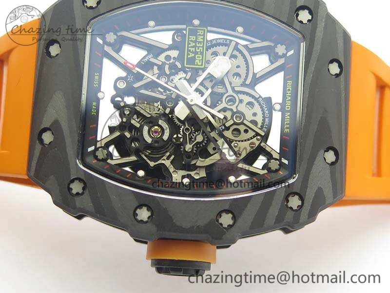 RM035-02 Rafael Nadal FC Ti Case KVF Best Edition Skeleton Dial Orange On Rubber Strap MIYOTA8215 V2
