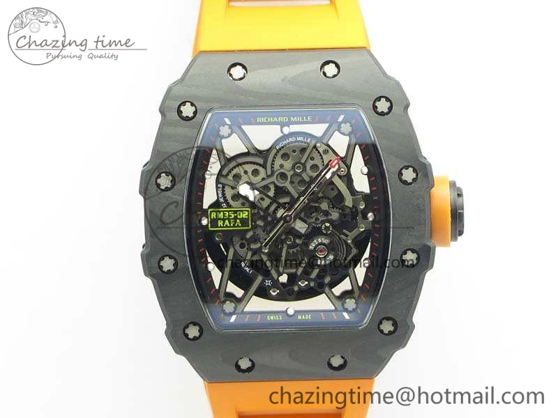 RM035-02 Rafael Nadal FC Ti Case KVF Best Edition Skeleton Dial Orange On Rubber Strap MIYOTA8215 V2