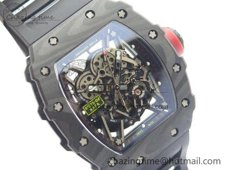 RM035-02 Rafael Nadal FC Ti Case KVF Best Edition Skeleton Dial Red On Rubber Strap MIYOTA8215 V2