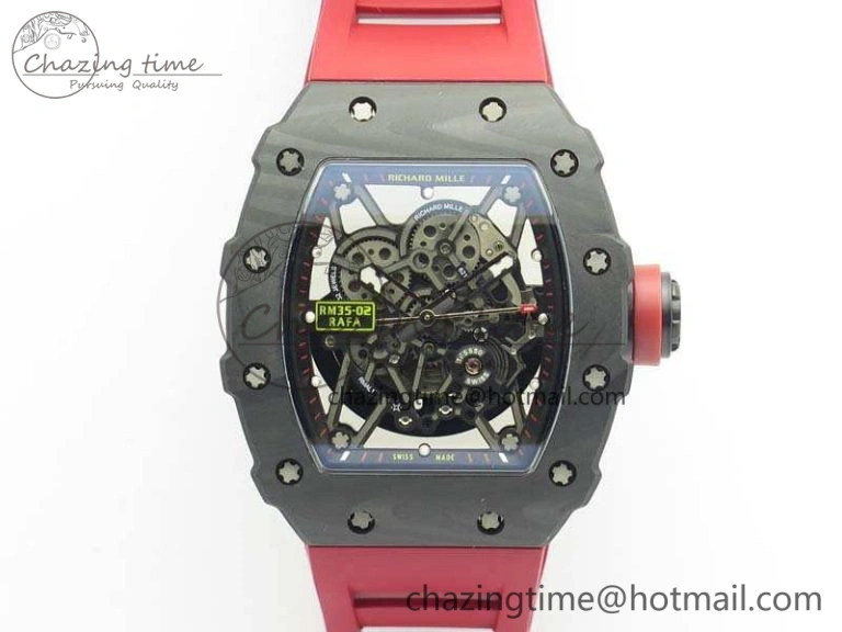 RM035-02 Rafael Nadal FC Ti Case KVF Best Edition Skeleton Dial Red On Rubber Strap MIYOTA8215 V2