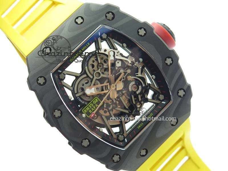 RM035-02 Rafael Nadal FC Ti Case KVF Best Edition Skeleton Dial Red On Yellow Rubber Strap MIYOTA8215