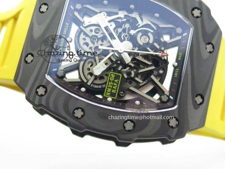 RM035-02 Rafael Nadal FC Ti Case KVF Best Edition Skeleton Dial Red On Yellow Rubber Strap MIYOTA8215