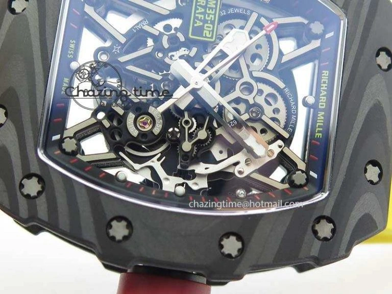 RM035-02 Rafael Nadal FC Ti Case KVF Best Edition Skeleton Dial Red On Yellow Rubber Strap MIYOTA8215
