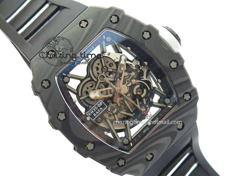 RM035-02 Rafael Nadal FC Ti Case KVF Best Edition Skeleton Dial White On Black Rubber Strap MIYOTA8215