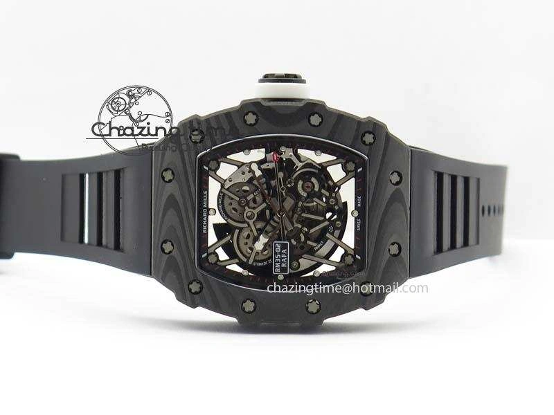 RM035-02 Rafael Nadal FC Ti Case KVF Best Edition Skeleton Dial White On Black Rubber Strap MIYOTA8215