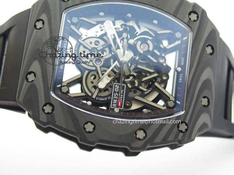 RM035-02 Rafael Nadal FC Ti Case KVF Best Edition Skeleton Dial White On Black Rubber Strap MIYOTA8215