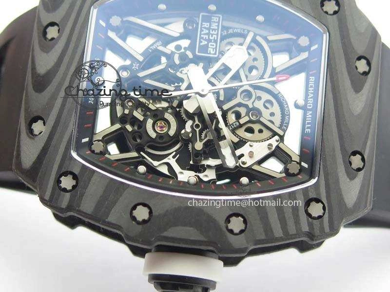 RM035-02 Rafael Nadal FC Ti Case KVF Best Edition Skeleton Dial White On Black Rubber Strap MIYOTA8215