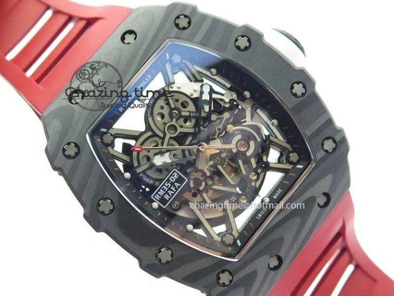 RM035-02 Rafael Nadal FC Ti Case KVF Best Edition Skeleton Dial White On Red Rubber Strap MIYOTA8215