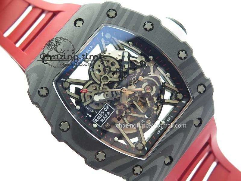 RM035-02 Rafael Nadal FC Ti Case KVF Best Edition Skeleton Dial White On Red Rubber Strap MIYOTA8215