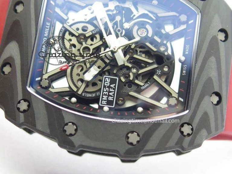 RM035-02 Rafael Nadal FC Ti Case KVF Best Edition Skeleton Dial White On Red Rubber Strap MIYOTA8215