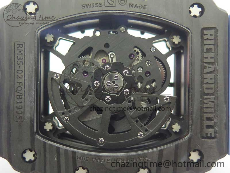 RM035-02 Rafael Nadal Forge Carbon Titanium Case KVF Best Edition Skeleton Dial Red on Blue Rubber Strap MIYOTA8215 V2
