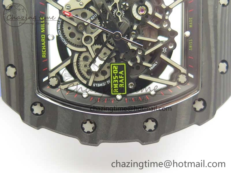 RM035-02 Rafael Nadal Forge Carbon Titanium Case KVF Best Edition Skeleton Dial Red on Blue Rubber Strap MIYOTA8215 V2